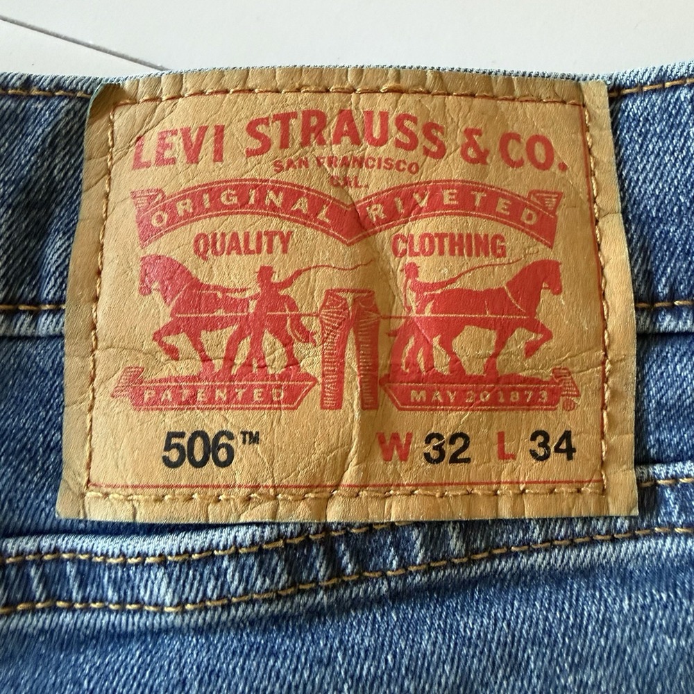 Levi 506 Jeans Mens 32x34 Blue Straight Regular Fit Denim 500 Series